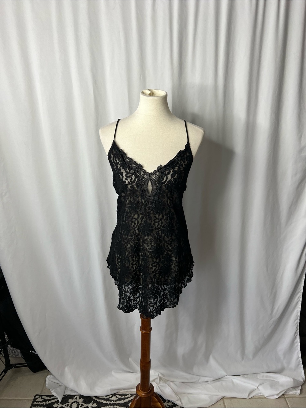 Black Lace Cami Top | Sheer Floral Lace | Unknown Brand